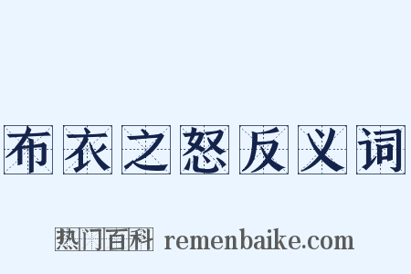 布衣之怒反义词是什么意思的图片